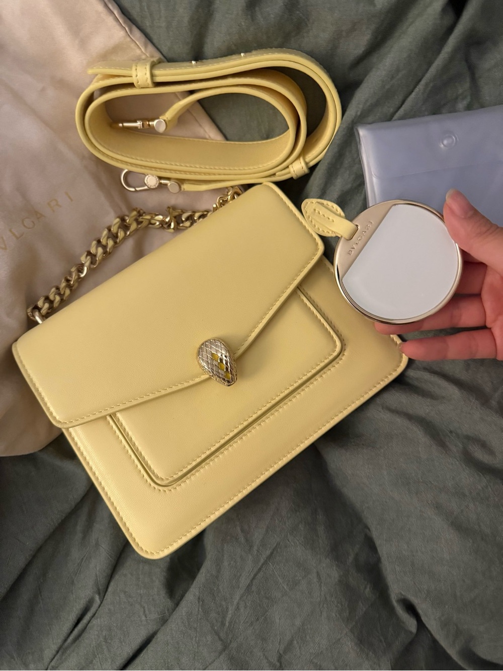 Bvlgari Yellow Calfskin Serpenti Forever Maxi Chain Crossbody Bag - Picture 5 of 15